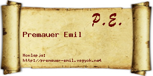 Premauer Emil névjegykártya